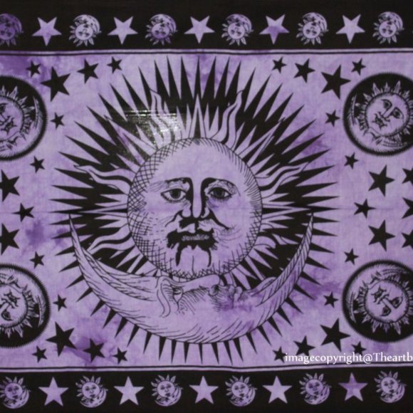 Twin Size Cotton Wall Bed Boho Purple Star Tapestry NEW in Package - Picture 2 of 5